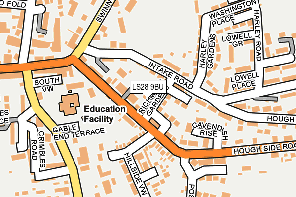 LS28 9BU map - OS OpenMap – Local (Ordnance Survey)