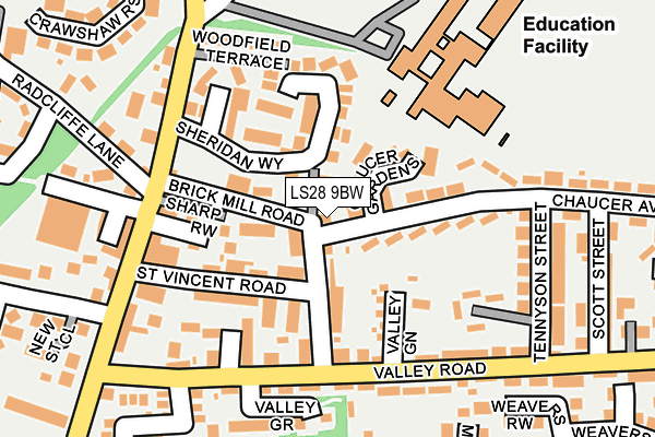 LS28 9BW map - OS OpenMap – Local (Ordnance Survey)