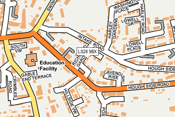 LS28 9BX map - OS OpenMap – Local (Ordnance Survey)