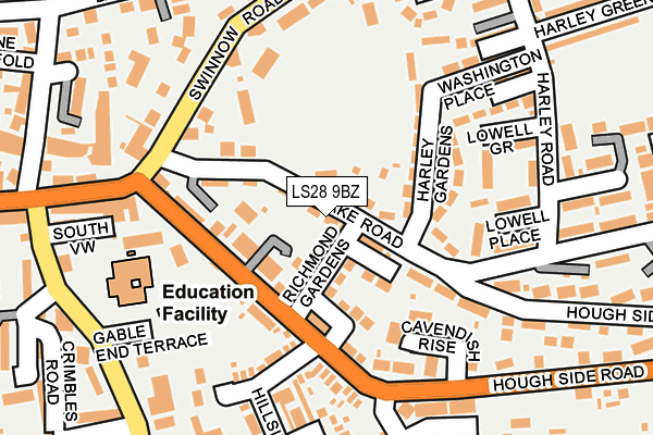LS28 9BZ map - OS OpenMap – Local (Ordnance Survey)