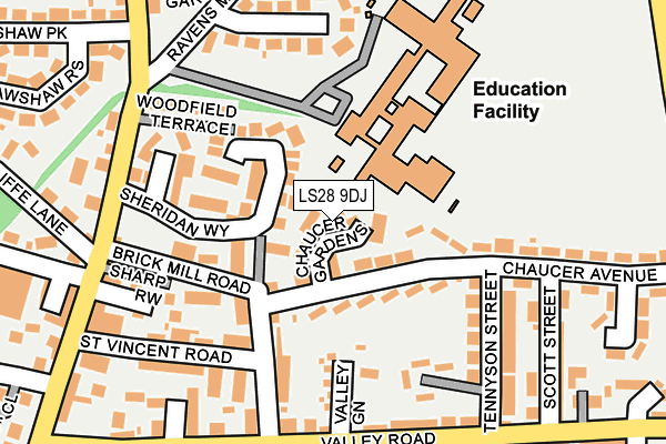 LS28 9DJ map - OS OpenMap – Local (Ordnance Survey)