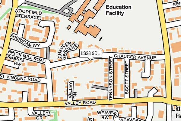 LS28 9DL map - OS OpenMap – Local (Ordnance Survey)