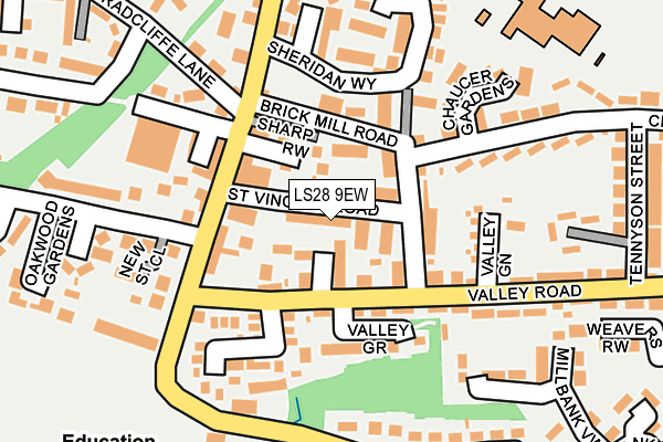 LS28 9EW map - OS OpenMap – Local (Ordnance Survey)