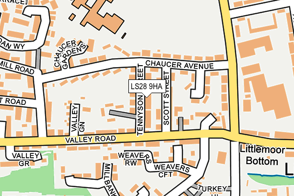 LS28 9HA map - OS OpenMap – Local (Ordnance Survey)