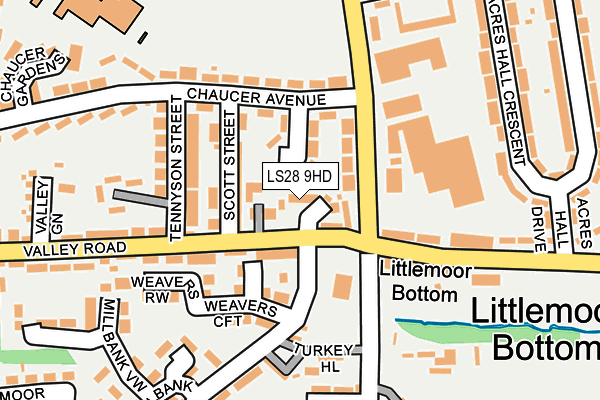 LS28 9HD map - OS OpenMap – Local (Ordnance Survey)