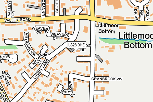 LS28 9HE map - OS OpenMap – Local (Ordnance Survey)