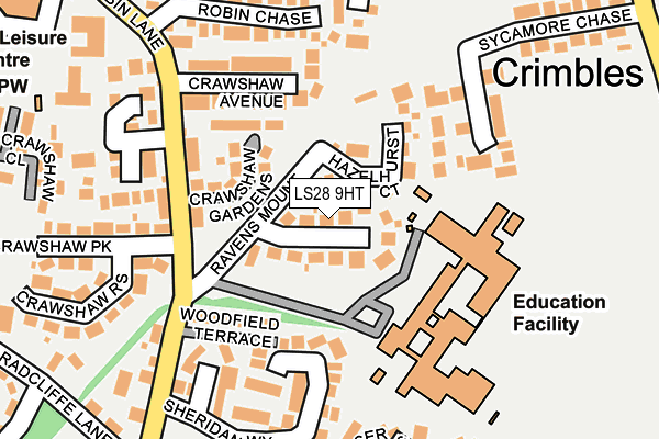 LS28 9HT map - OS OpenMap – Local (Ordnance Survey)