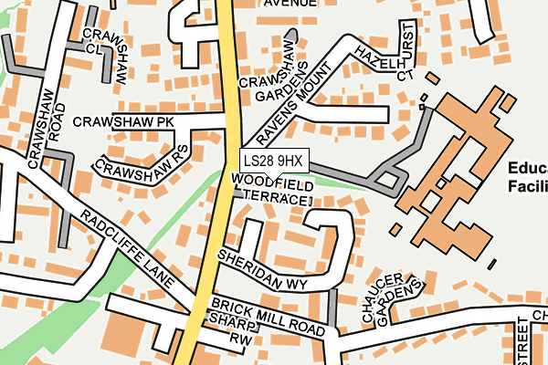 LS28 9HX map - OS OpenMap – Local (Ordnance Survey)