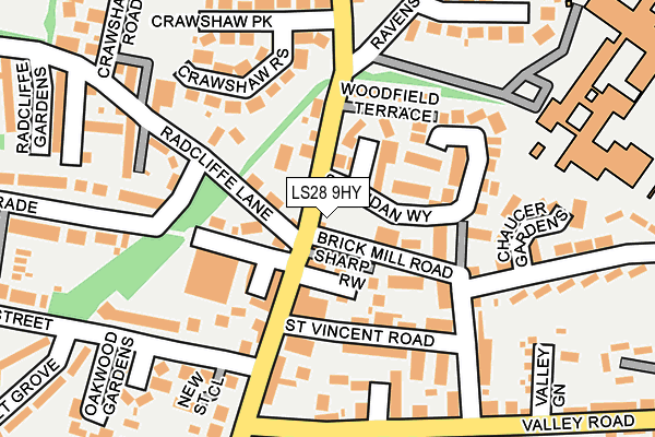 LS28 9HY map - OS OpenMap – Local (Ordnance Survey)