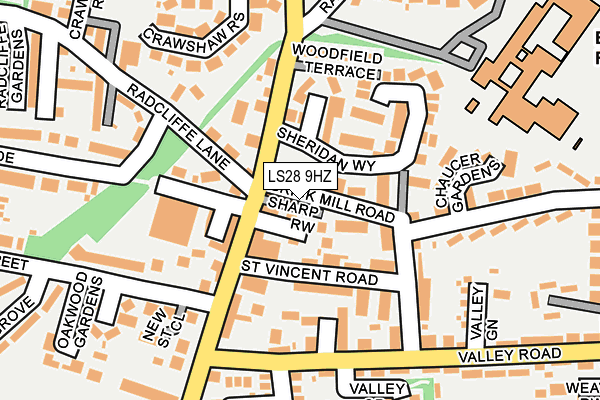 LS28 9HZ map - OS OpenMap – Local (Ordnance Survey)
