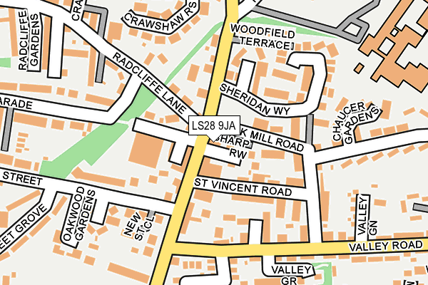 LS28 9JA map - OS OpenMap – Local (Ordnance Survey)