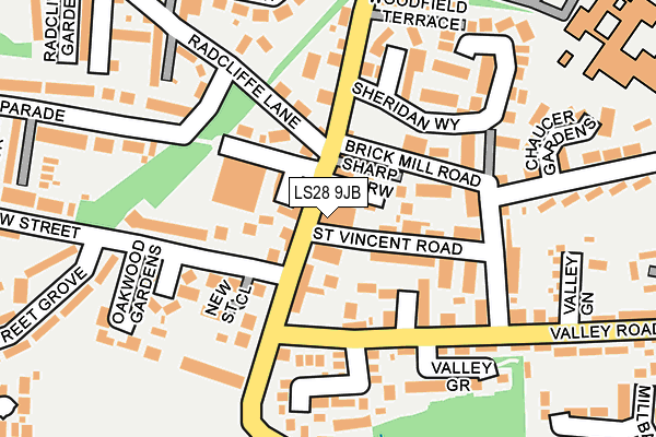 LS28 9JB map - OS OpenMap – Local (Ordnance Survey)
