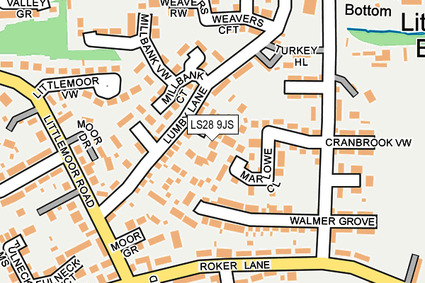 LS28 9JS map - OS OpenMap – Local (Ordnance Survey)