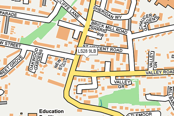 LS28 9LB map - OS OpenMap – Local (Ordnance Survey)