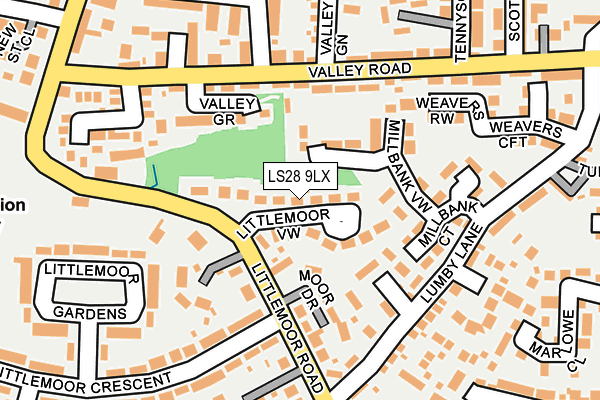 LS28 9LX map - OS OpenMap – Local (Ordnance Survey)