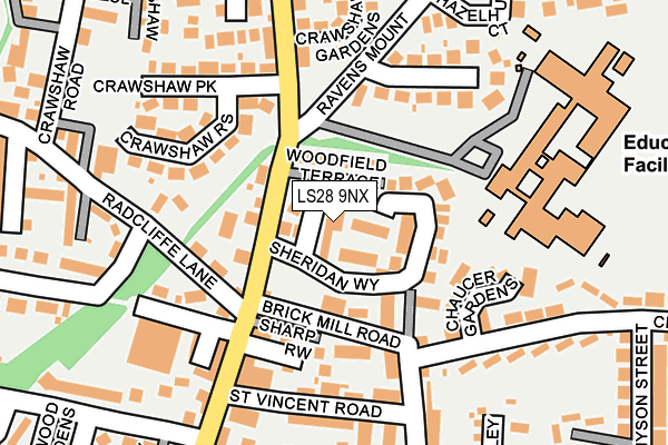 LS28 9NX map - OS OpenMap – Local (Ordnance Survey)