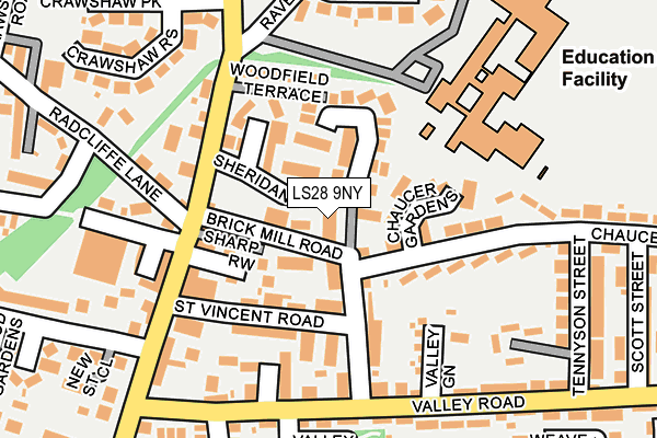 LS28 9NY map - OS OpenMap – Local (Ordnance Survey)