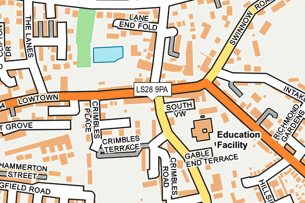 LS28 9PA map - OS OpenMap – Local (Ordnance Survey)