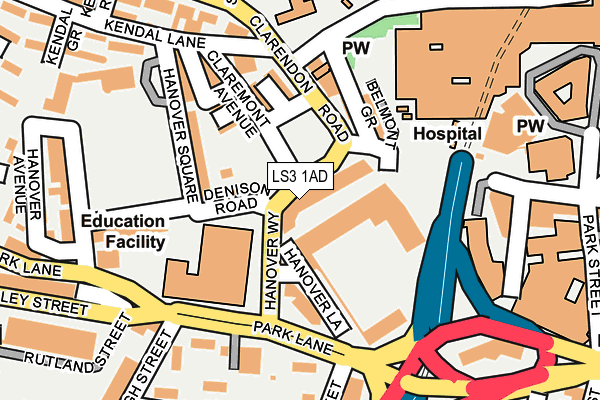 LS3 1AD map - OS OpenMap – Local (Ordnance Survey)