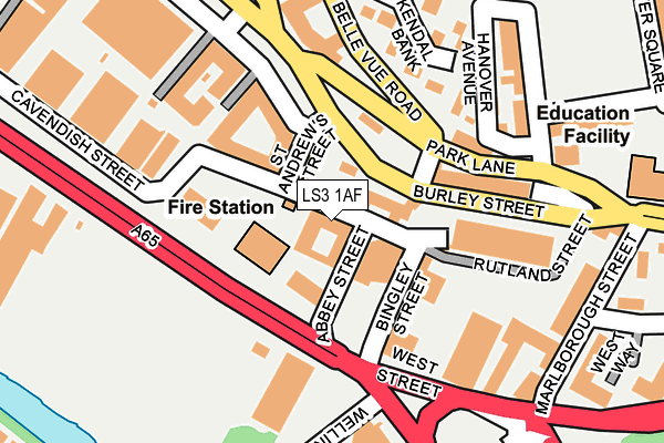 LS3 1AF map - OS OpenMap – Local (Ordnance Survey)