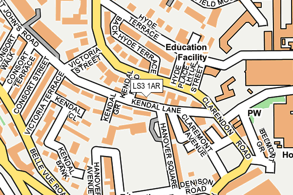 LS3 1AR map - OS OpenMap – Local (Ordnance Survey)