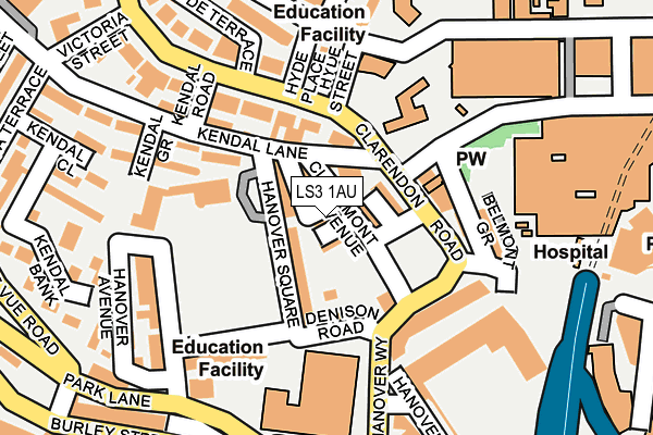 LS3 1AU map - OS OpenMap – Local (Ordnance Survey)