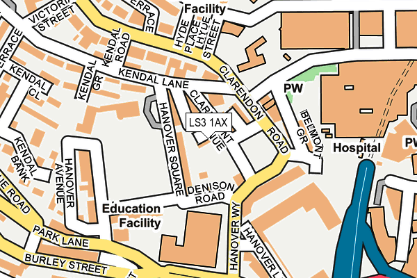LS3 1AX map - OS OpenMap – Local (Ordnance Survey)
