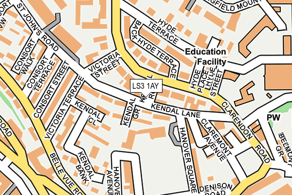 LS3 1AY map - OS OpenMap – Local (Ordnance Survey)