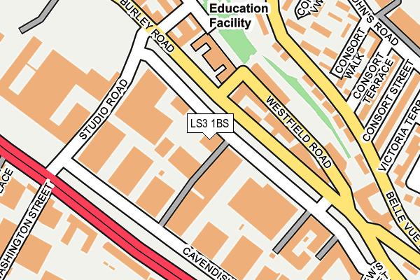 LS3 1BS map - OS OpenMap – Local (Ordnance Survey)