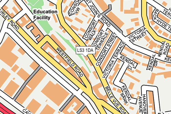 LS3 1DA map - OS OpenMap – Local (Ordnance Survey)