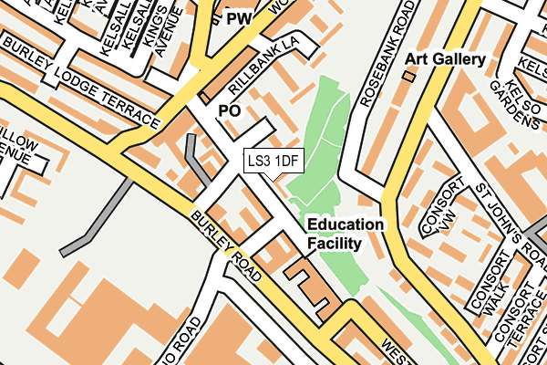 LS3 1DF map - OS OpenMap – Local (Ordnance Survey)