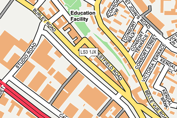 LS3 1JX map - OS OpenMap – Local (Ordnance Survey)