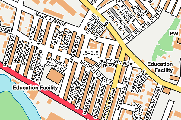 LS4 2JS map - OS OpenMap – Local (Ordnance Survey)
