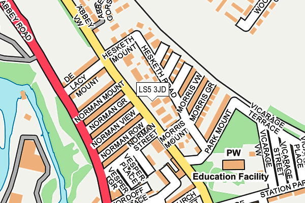 LS5 3JD map - OS OpenMap – Local (Ordnance Survey)