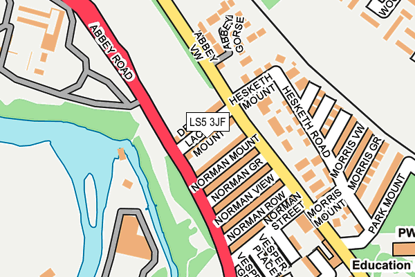 LS5 3JF map - OS OpenMap – Local (Ordnance Survey)