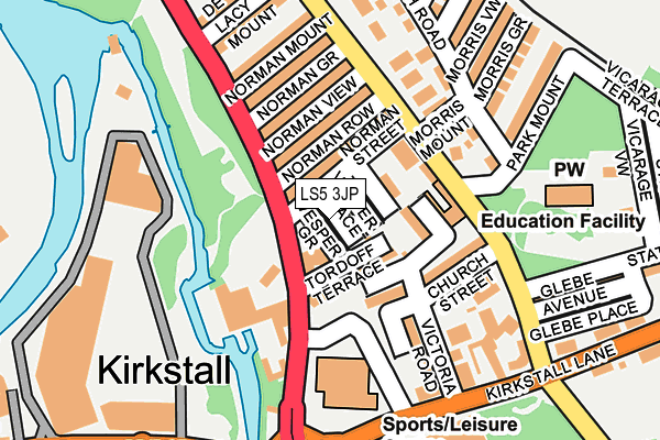 LS5 3JP map - OS OpenMap – Local (Ordnance Survey)