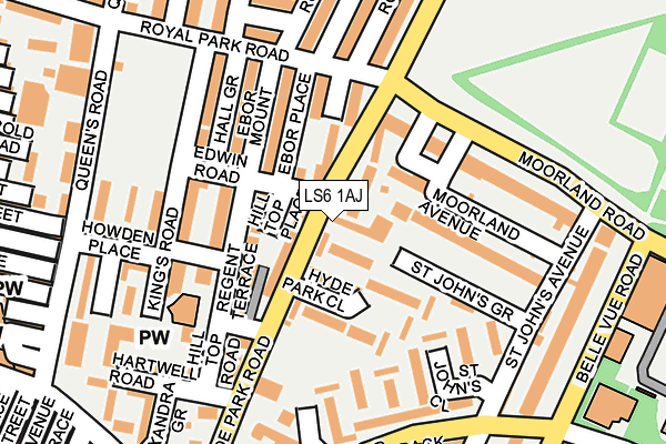LS6 1AJ map - OS OpenMap – Local (Ordnance Survey)