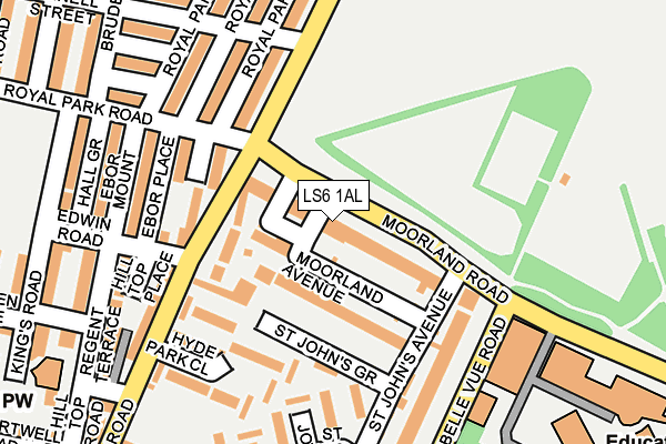 LS6 1AL map - OS OpenMap – Local (Ordnance Survey)