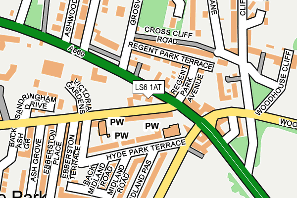 LS6 1AT map - OS OpenMap – Local (Ordnance Survey)