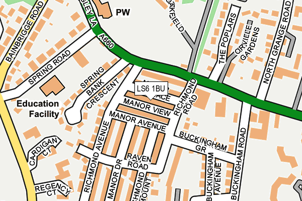 LS6 1BU map - OS OpenMap – Local (Ordnance Survey)