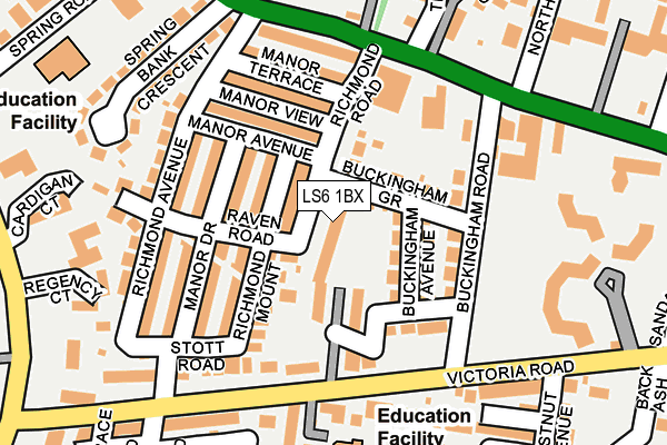 LS6 1BX map - OS OpenMap – Local (Ordnance Survey)