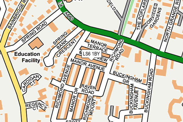 LS6 1BY map - OS OpenMap – Local (Ordnance Survey)