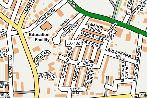 LS6 1BZ map - OS OpenMap – Local (Ordnance Survey)