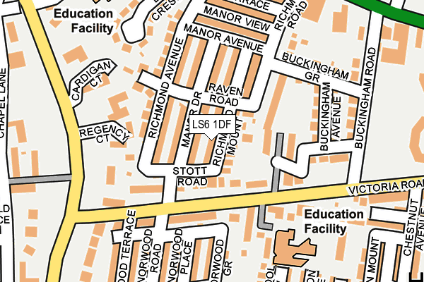 LS6 1DF map - OS OpenMap – Local (Ordnance Survey)