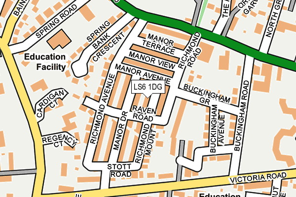 LS6 1DG map - OS OpenMap – Local (Ordnance Survey)