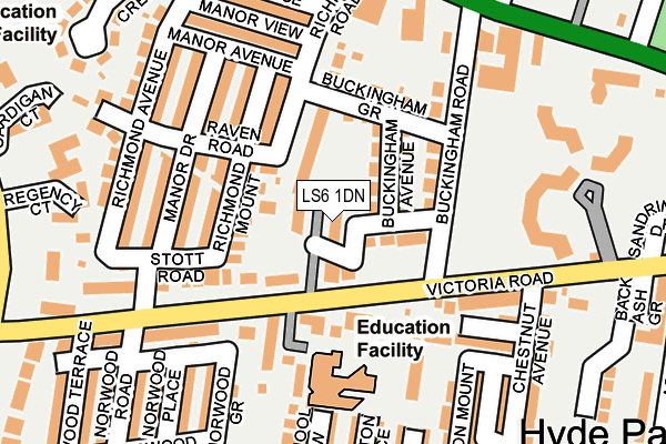 LS6 1DN map - OS OpenMap – Local (Ordnance Survey)
