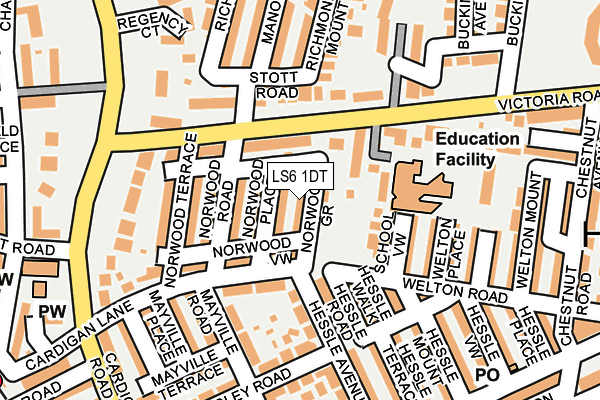 LS6 1DT map - OS OpenMap – Local (Ordnance Survey)