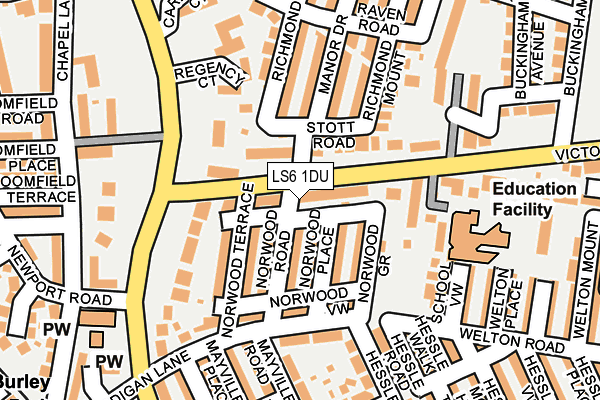 LS6 1DU map - OS OpenMap – Local (Ordnance Survey)