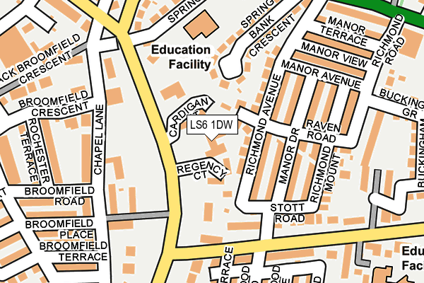 LS6 1DW map - OS OpenMap – Local (Ordnance Survey)