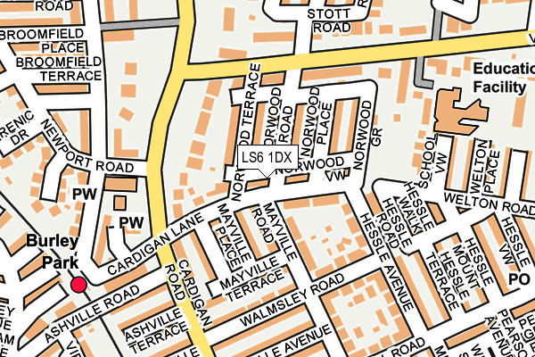 LS6 1DX map - OS OpenMap – Local (Ordnance Survey)